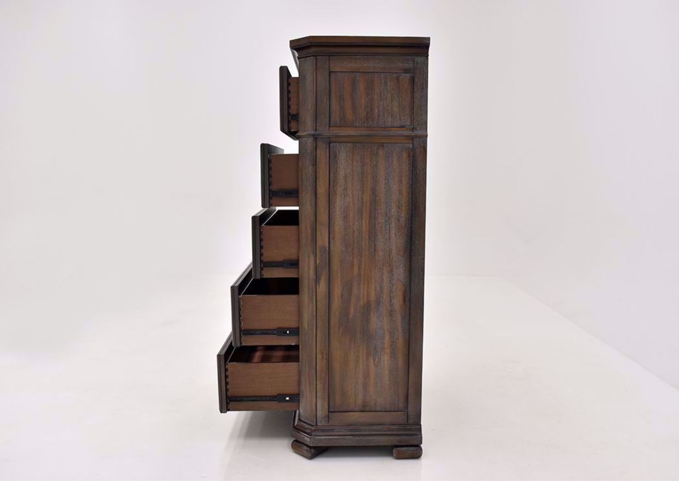 Hickory Brown Casa Grande Chest of Drawers by Lane Furnishings Showing the Side View with the Drawers Open | Home Furniture Plus Mattress