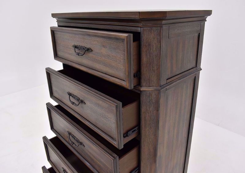 Hickory Brown Casa Grande Chest of Drawers by Lane Furnishings Showing the Drawers Open Close Up | Home Furniture Plus Mattress