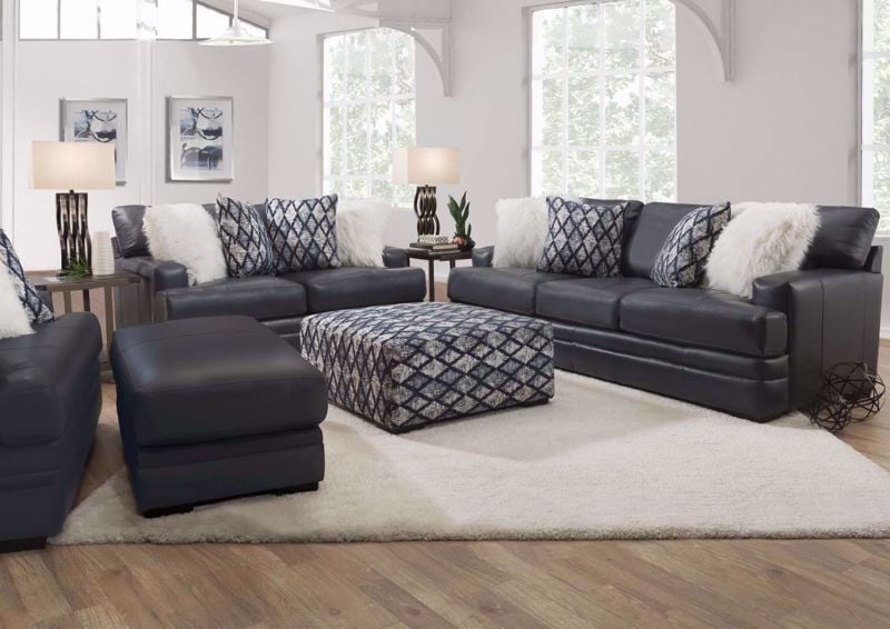 Navy Blue Sedona Leather Sofa Set by Franklin,  Made in the USA | Home Furniture Plus Bedding