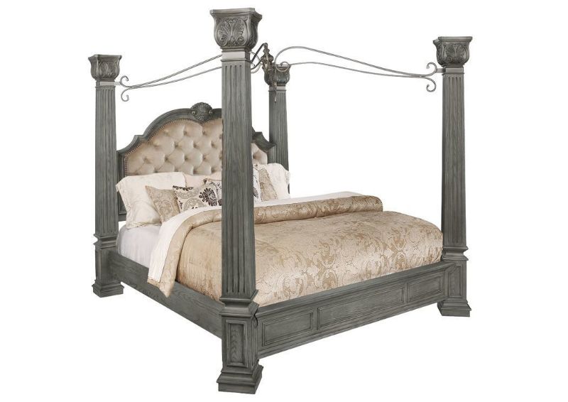 Gray Siena King Size Canopy Bed by Avalon  | Home Furniture Plus Bedding