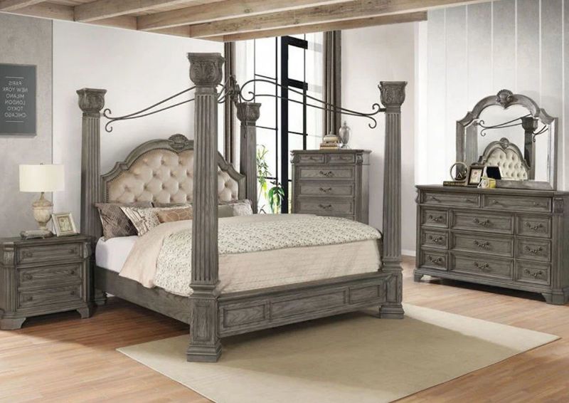 Picture of Siena Queen Size Canopy Bedroom Set - Gray