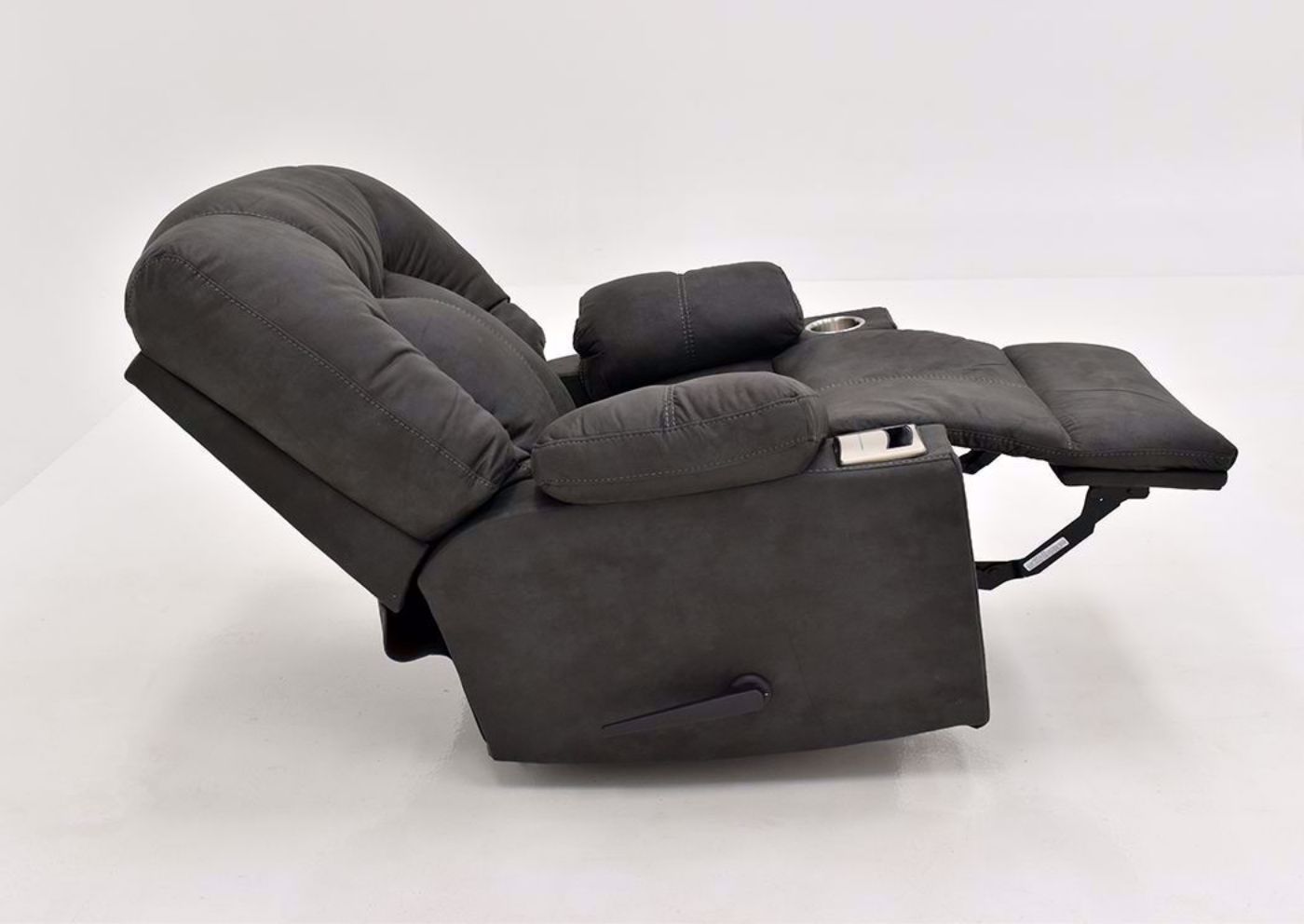 Cranden Rocker Recliner - Dark Gray by Franklin Side Opened View | Home Furniture Plus Mattress