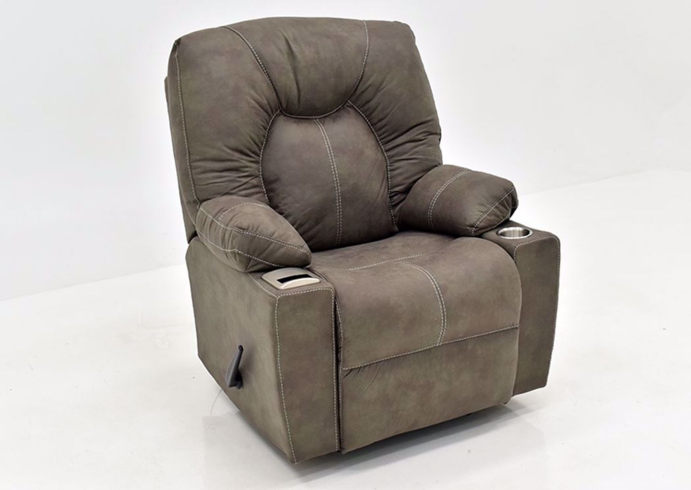 Cranden Rocker Recliner - Brown by Franklin at an Angle | Home Furniture Plus Mattress