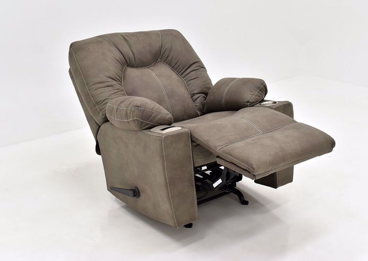 Cranden Rocker Recliner - Brown by Franklin Side Opened View | Home Furniture Plus Mattress