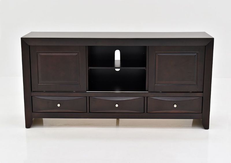 Dark Cherry Brown Emily TV Stand by Crown Mark International Showing a Front Facing View | Home Furniture Plus Bedding