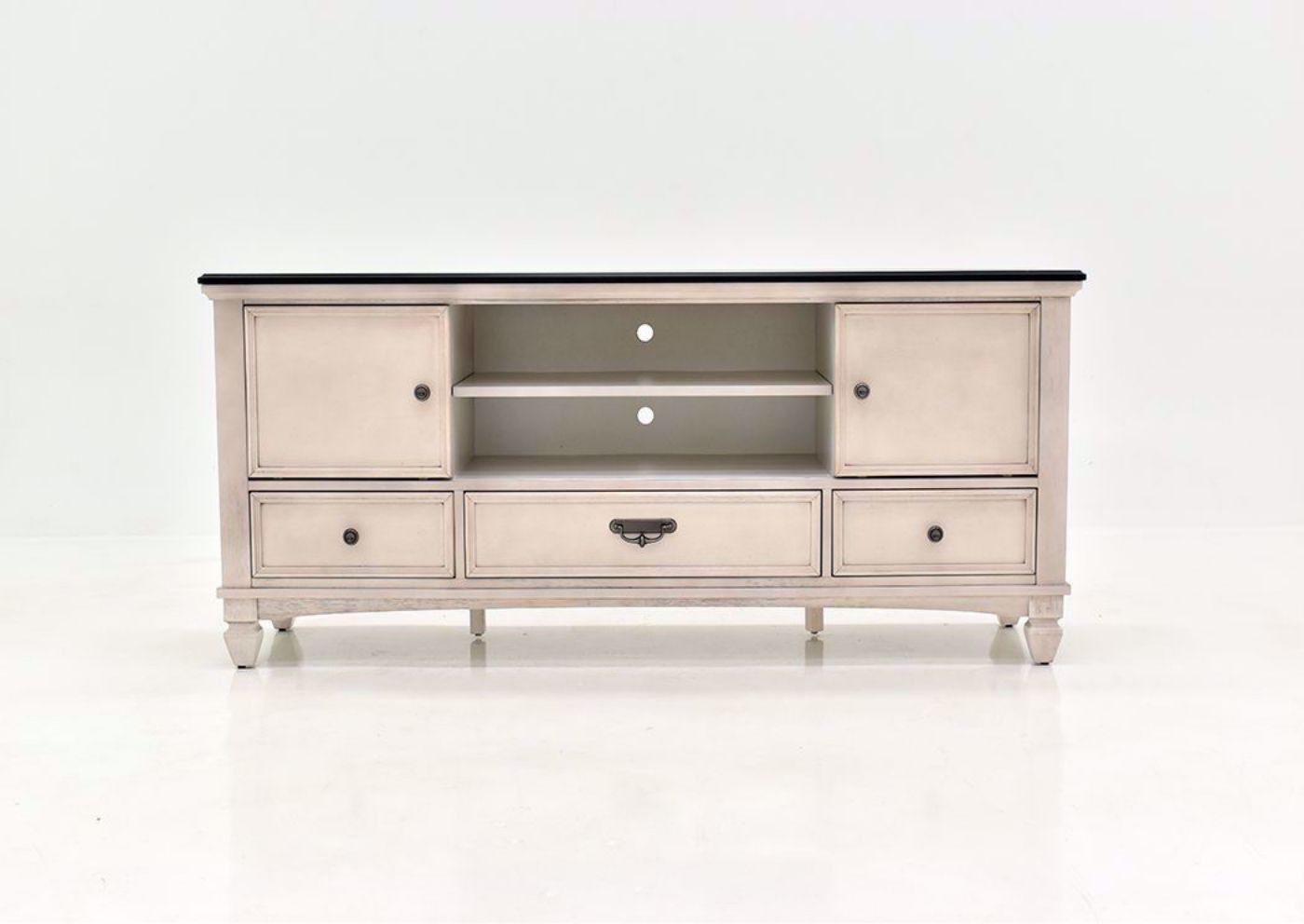 Rustic White Sawyer TV Stand by Crown Mark Facing Front | Home Furniture Plus Bedding