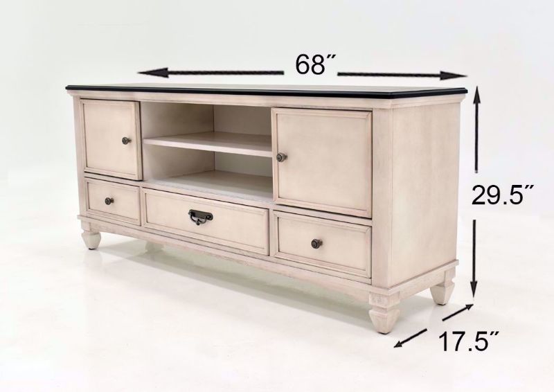 Rustic White Sawyer TV Stand by Crown Mark Showing the Dimensions | Home Furniture Plus Bedding
