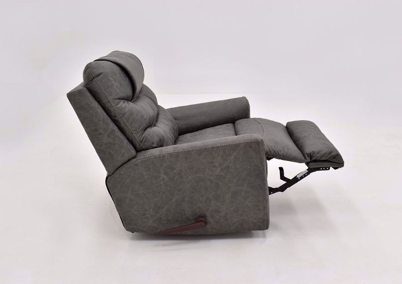 Slate Gray Barnette Rocker Recliner by Lane Showing the Side View With the Chaise Open | Home Furniture Plus Mattress