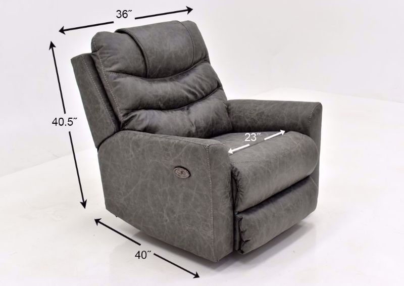 Slate Gray Barnette Power Rocker Recliner by Lane Showing the Dimensions | Home Furniture Plus Mattress