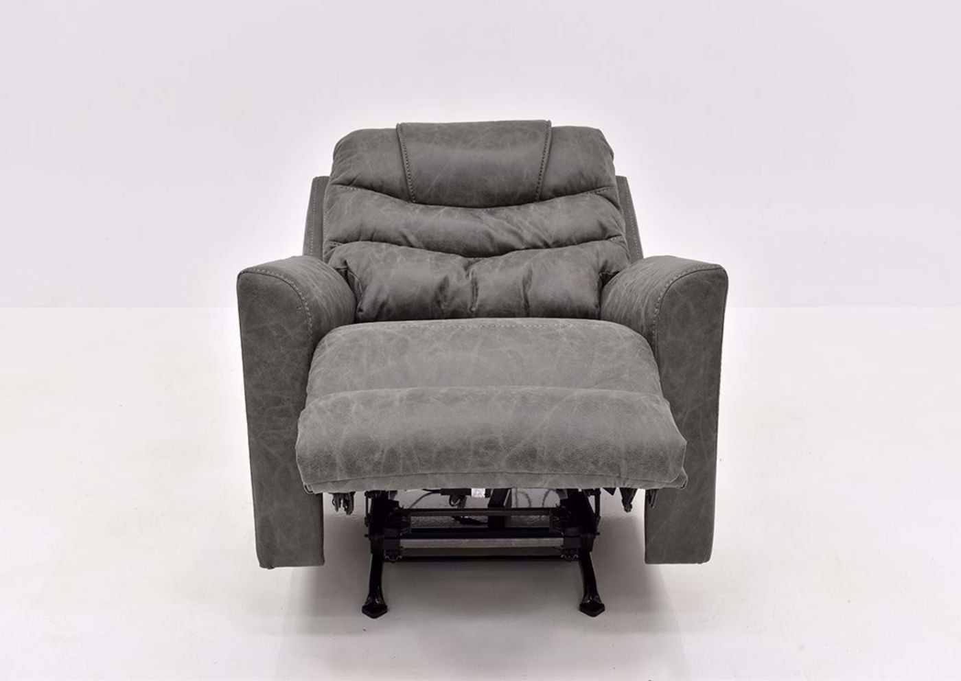 Slate Gray Barnette Power Rocker Recliner by Lane Facing Front in a Fully Reclined Position | Home Furniture Plus Mattress