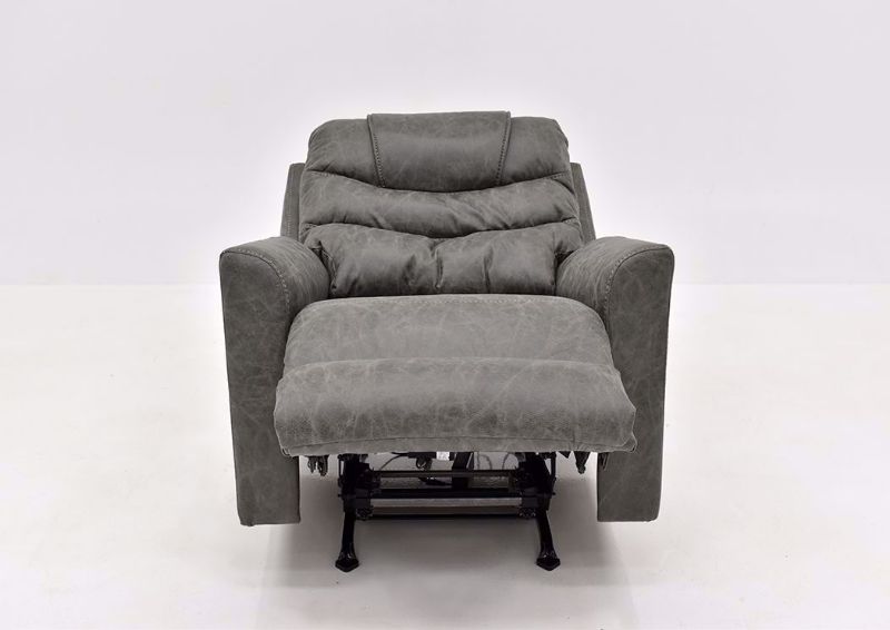 Slate Gray Barnette Power Rocker Recliner by Lane Facing Front in a Fully Reclined Position | Home Furniture Plus Mattress