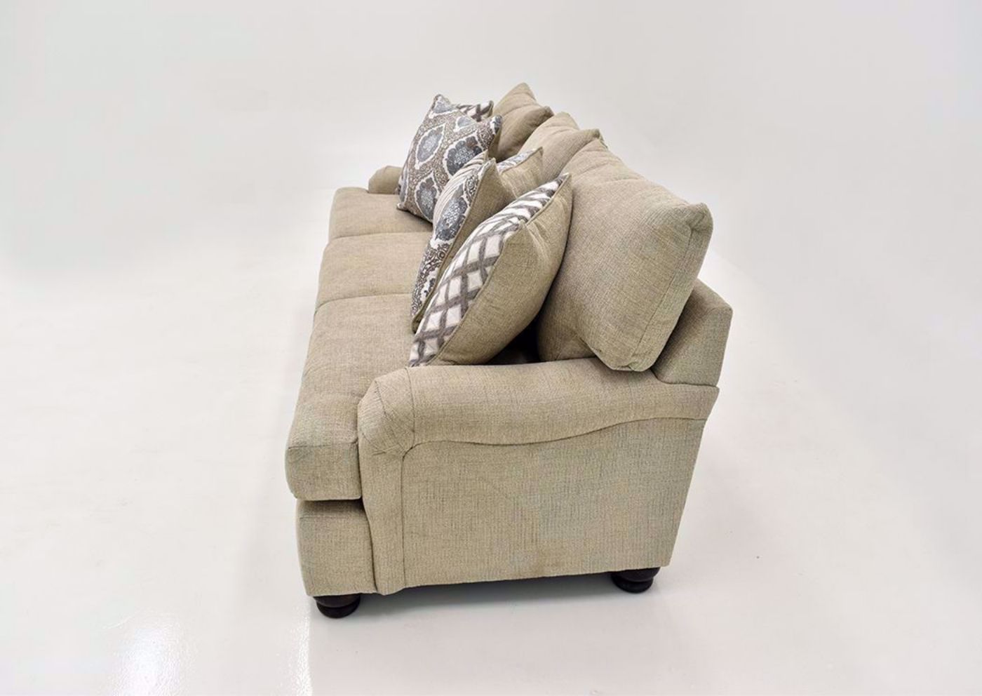 Tan Beige Archie Sofa by Albany Showing the Side View | Home Furniture Plus Mattress