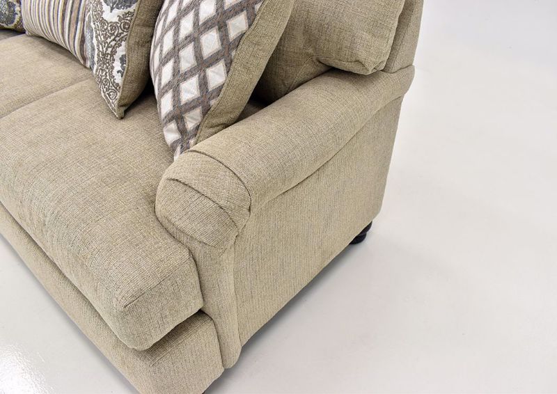 Tan Beige Archie Sofa by Albany Showing the Arm Details | Home Furniture Plus Mattress