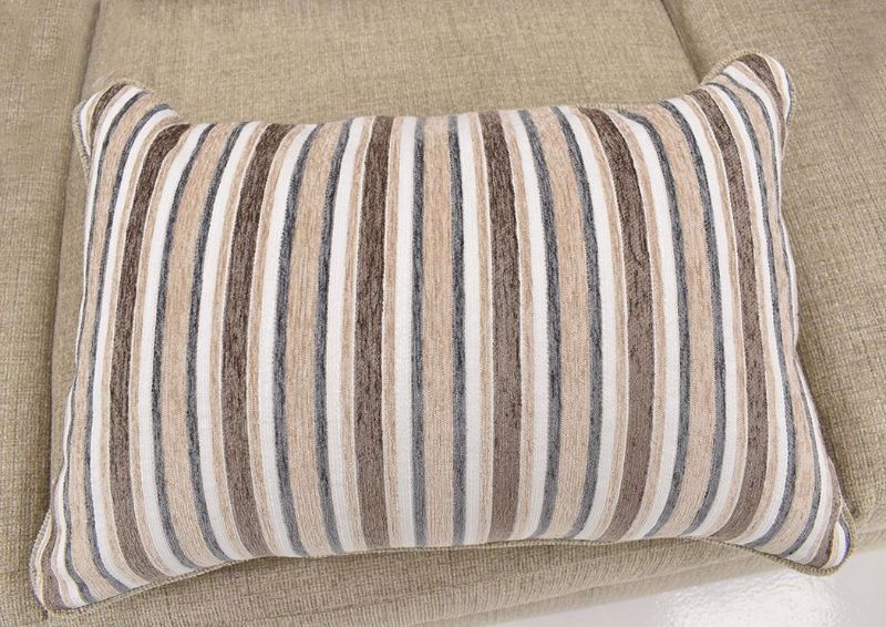 Tan Beige Archie Sofa by Albany Showing the Striped Accent Pillow | Home Furniture Plus Mattress
