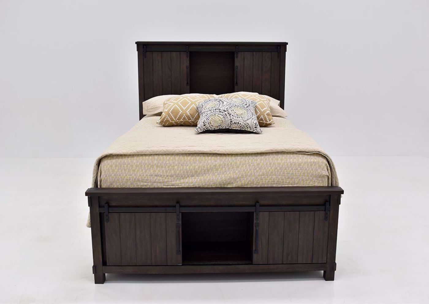 Dark Brown Scott Queen Size Storage Bed by Elements Showing the Front Facing View | Home Furniture Plus Mattress