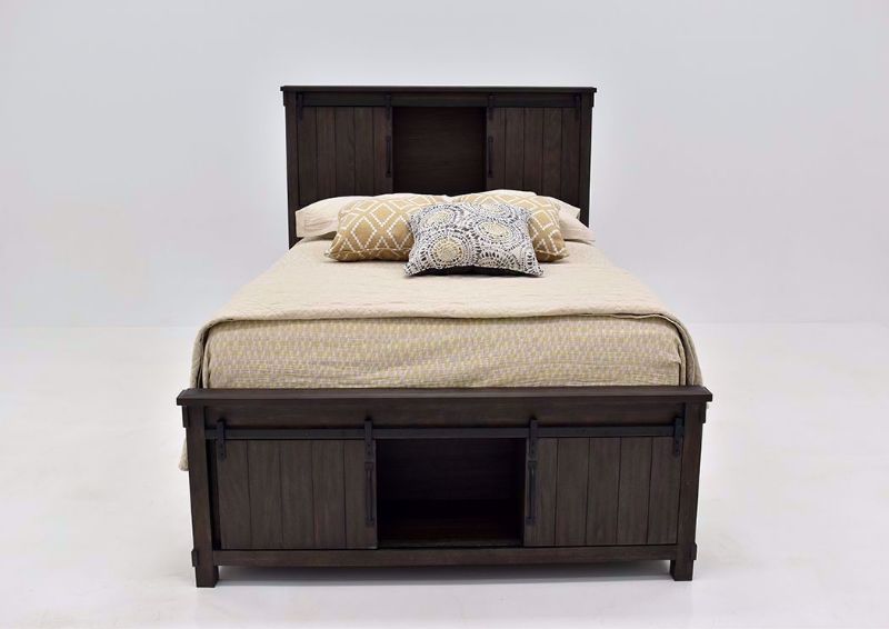Dark Brown Scott Queen Size Storage Bed by Elements Showing the Front Facing View | Home Furniture Plus Mattress