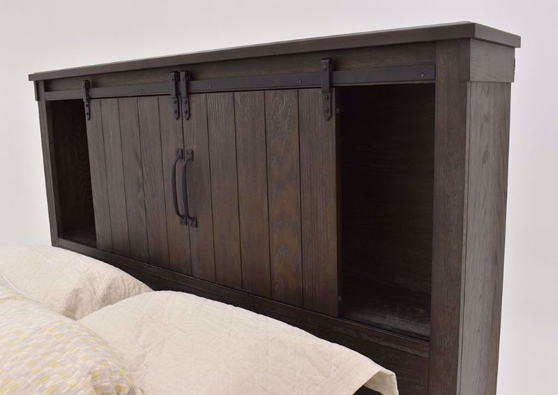 Dark Brown Scott Queen Size Storage Bed by Elements Showing the Headboard | Home Furniture Plus Mattress