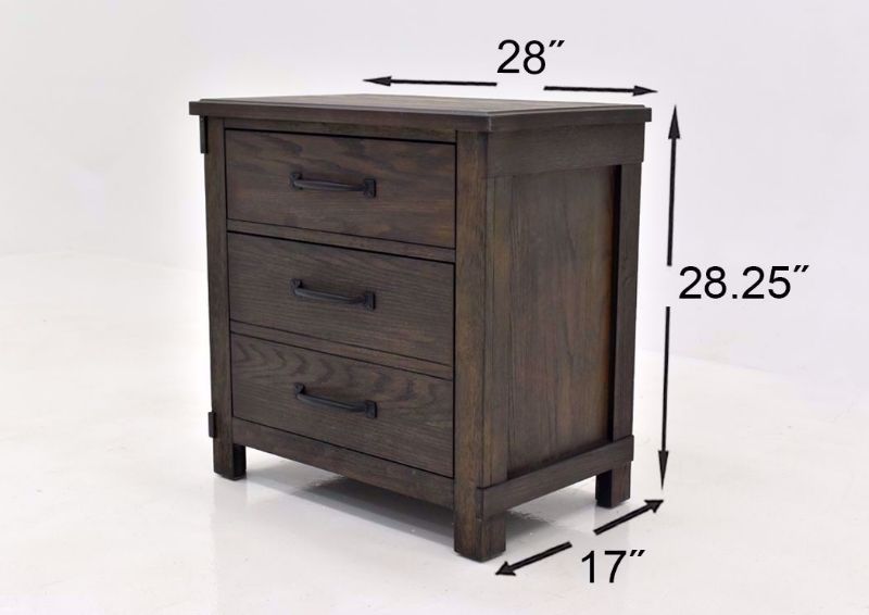 Dark Brown Scott Nightstand Showing the Dimensions | Home Furniture Plus Mattress