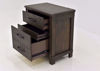 Dark Brown Scott Nightstand Showing the Angle View With the Drawers Open | Home Furniture Plus Mattress