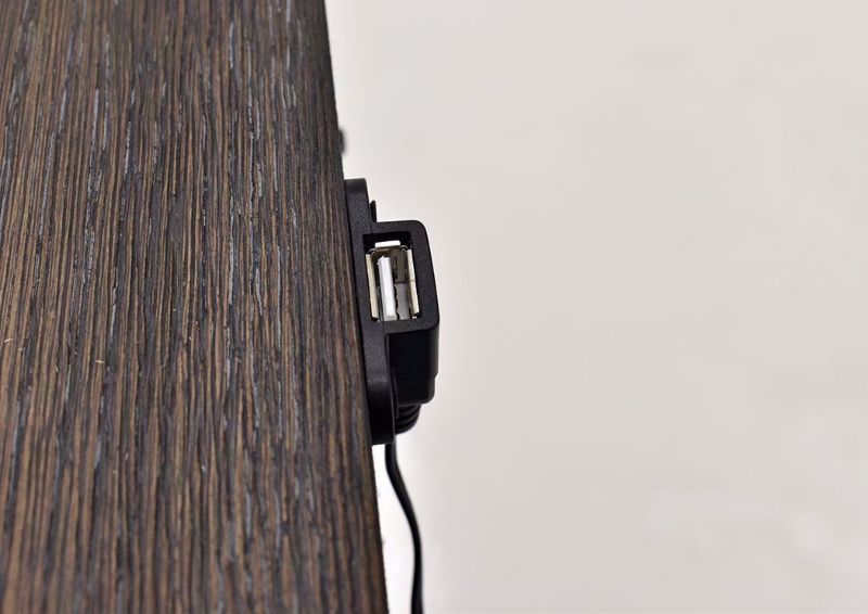 Dark Brown Scott Nightstand Showing the USB Detail | Home Furniture Plus Mattress