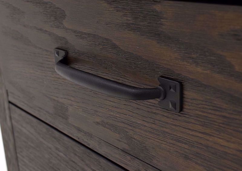 Dark Brown Scott Nightstand Showing the Drawer Pull | Home Furniture Plus Mattress