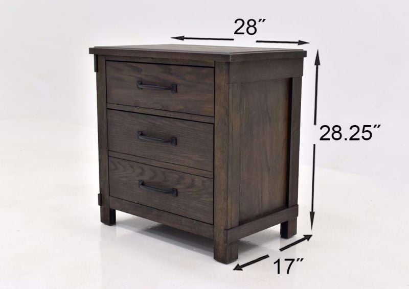 Dark Brown Scott Storage Bedroom Set by Elements Showing the Nightstand Dimensions | Home Furniture Plus Mattress
