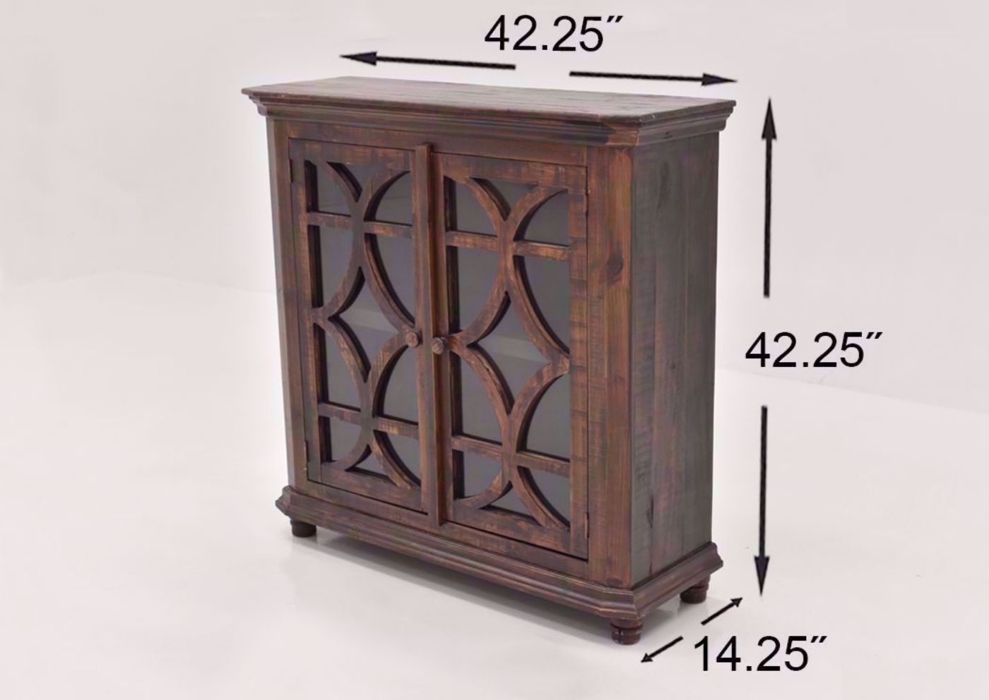 Rustic Brown Carmen 42" Console Cabinet by Rustic Imports Showing the Dimensions | Home Furniture Plus Mattress