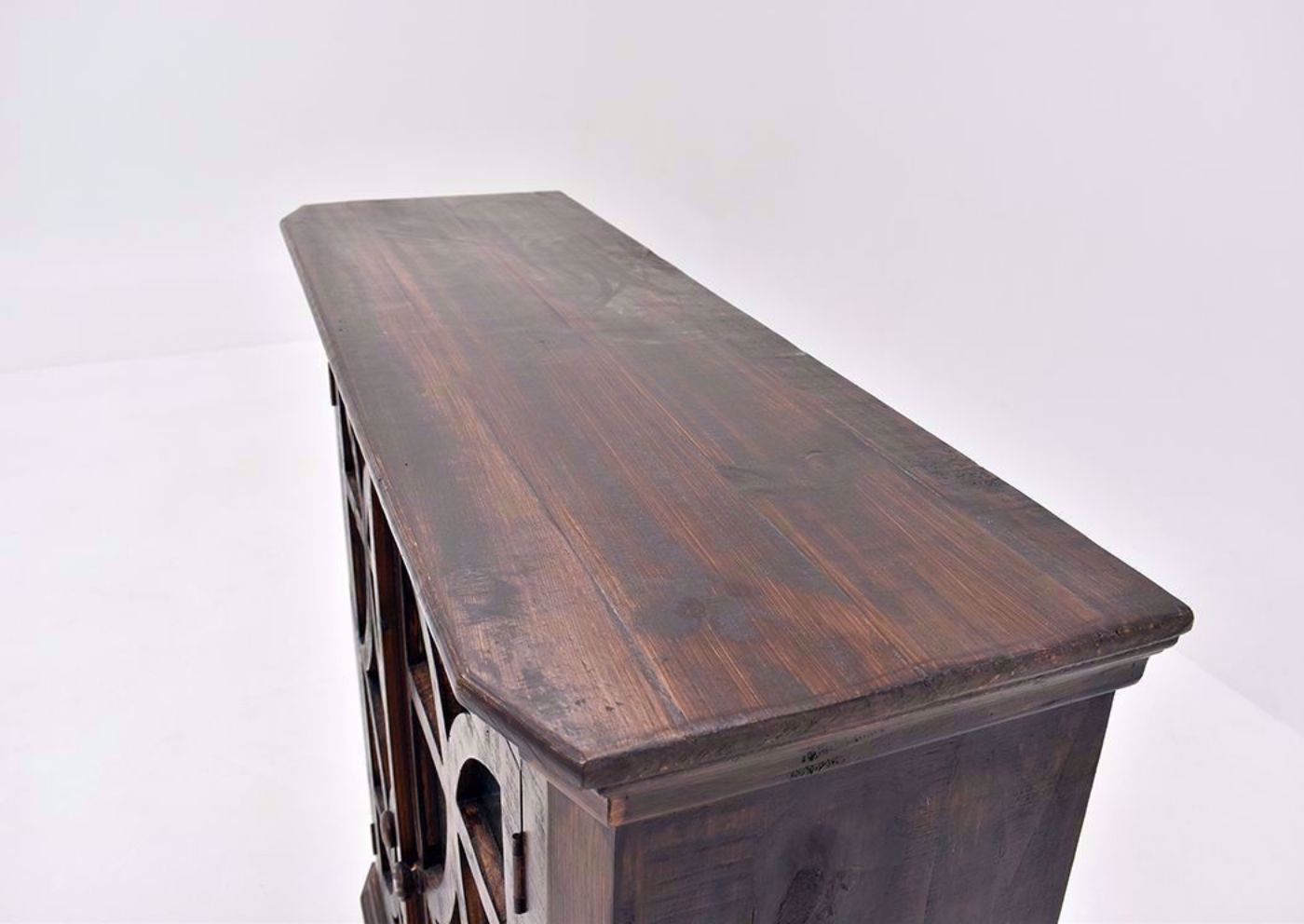 Rustic Brown Carmen 42" Console Cabinet by Rustic Imports Showing the Top Detail | Home Furniture Plus Mattress