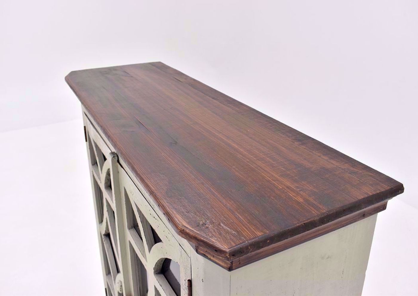Rustic Gray Carmen 42" Console Cabinet by Rustic Imports Showing the Top Detail | Home Furniture Plus Mattress