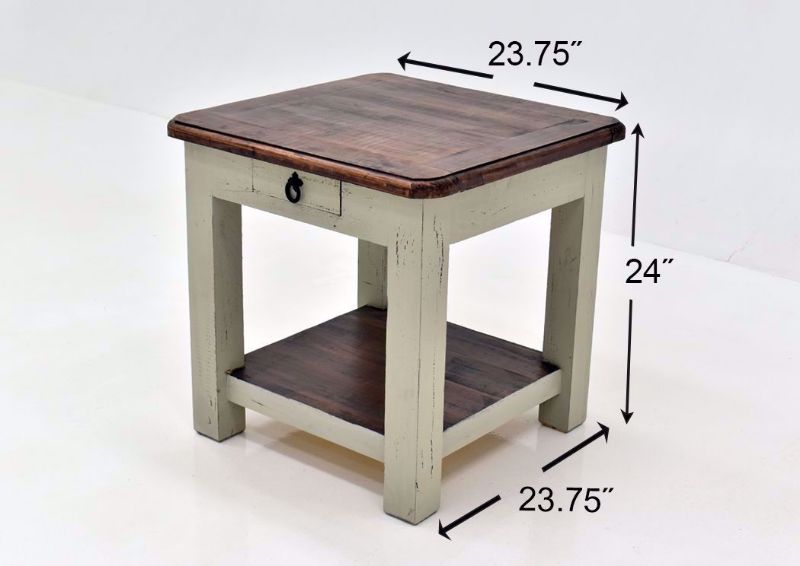 Rustic Gray Sierra End Table by Texas Rustic Showing the Dimensions | Home Furniture Plus Mattress