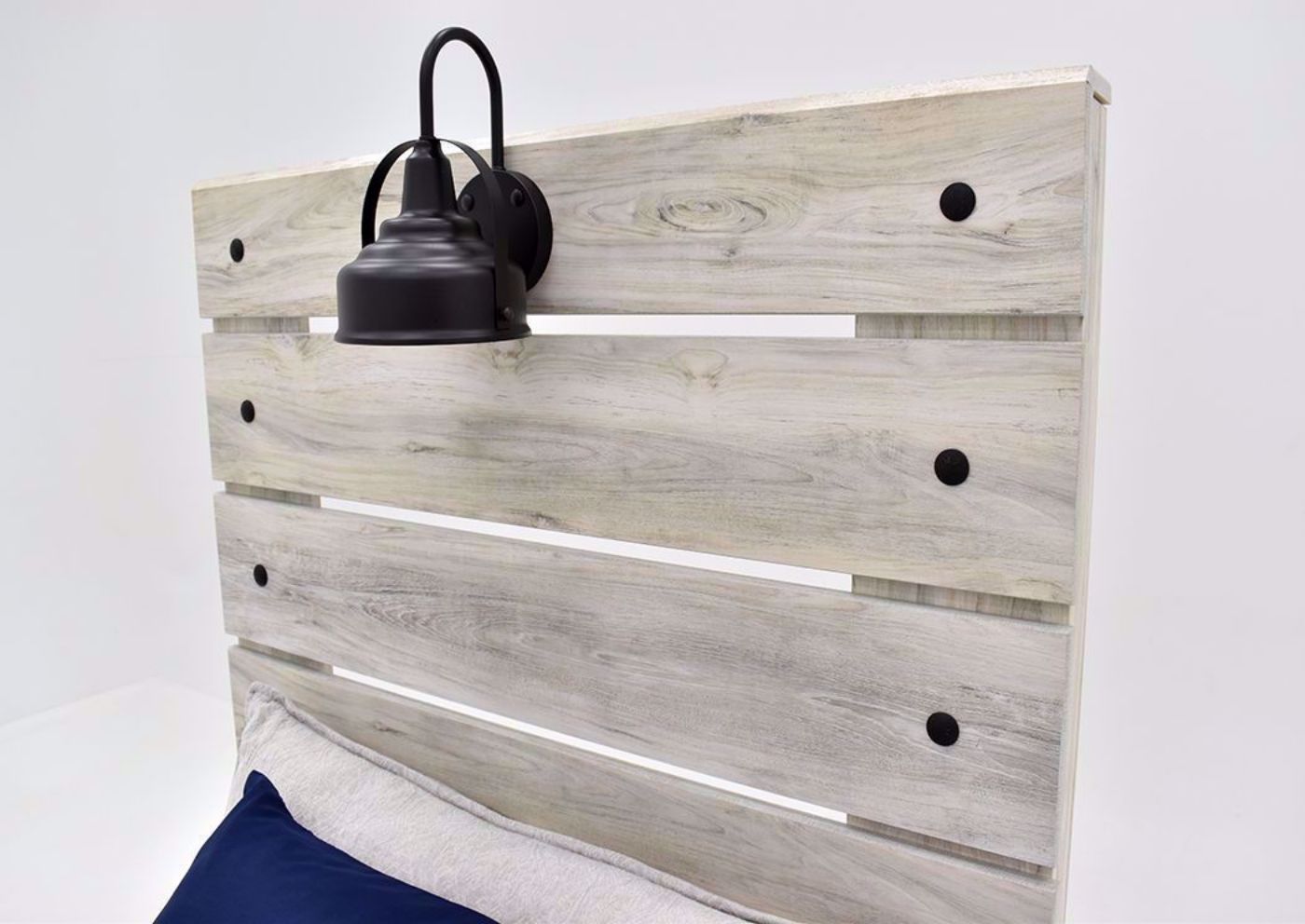 Rustic White Cambeck Twin Size Bed by Ashley Furniture Showing the Headboard | Home Furniture Plus Mattress