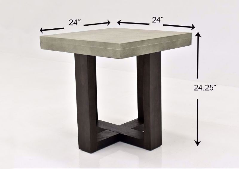 Gray Titan End Table by Lane Furnishings Showing the Dimensions | Home Furniture Plus Mattress