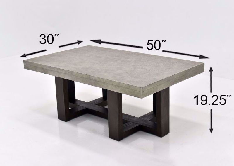 Gray Titan Coffee Table by Lane Furnishings Showing the Dimensions | Home Furniture Plus Mattress