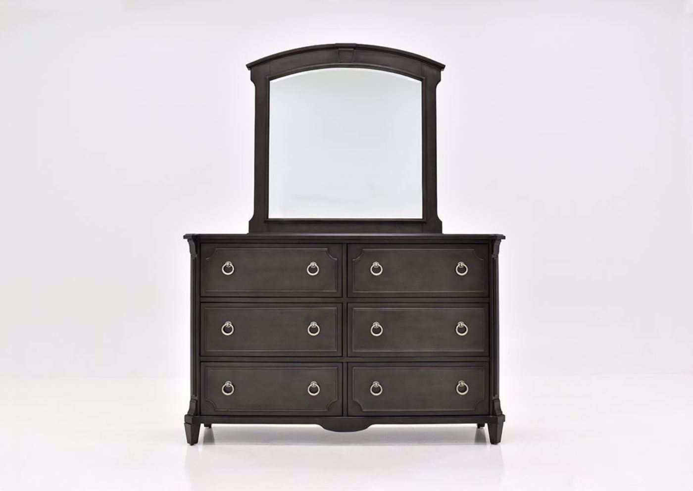 Gray Carnaby Dresser with Mirror by Najarian Furniture Facing Front | Home Furniture Plus Bedding