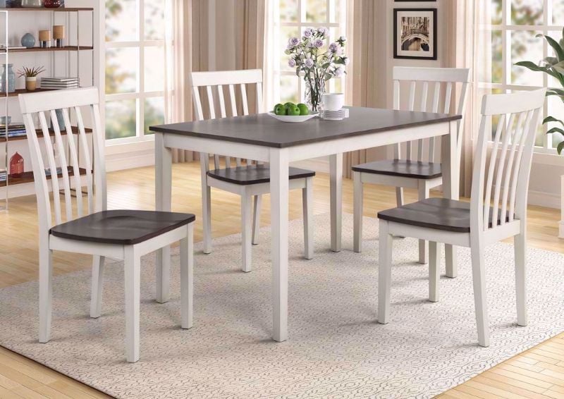 White and Gray Brody 5 Piece Dining  Table Set by Crown Mark International Showing a Room Setting | Home Furniture Plus Bedding