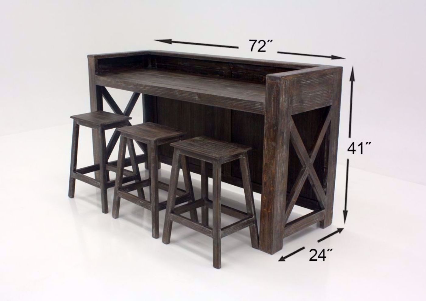 Rustic Brown Shane Bar Dining Table Set a Showing the Dimensions | Home Furniture Plus Bedding
