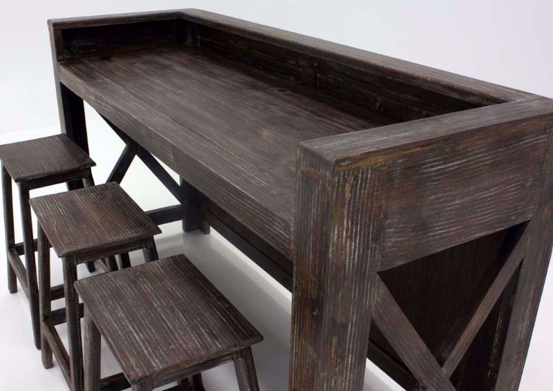 Rustic Brown Shane Bar Dining Table Set at an Angle Closer View | Home Furniture Plus Bedding