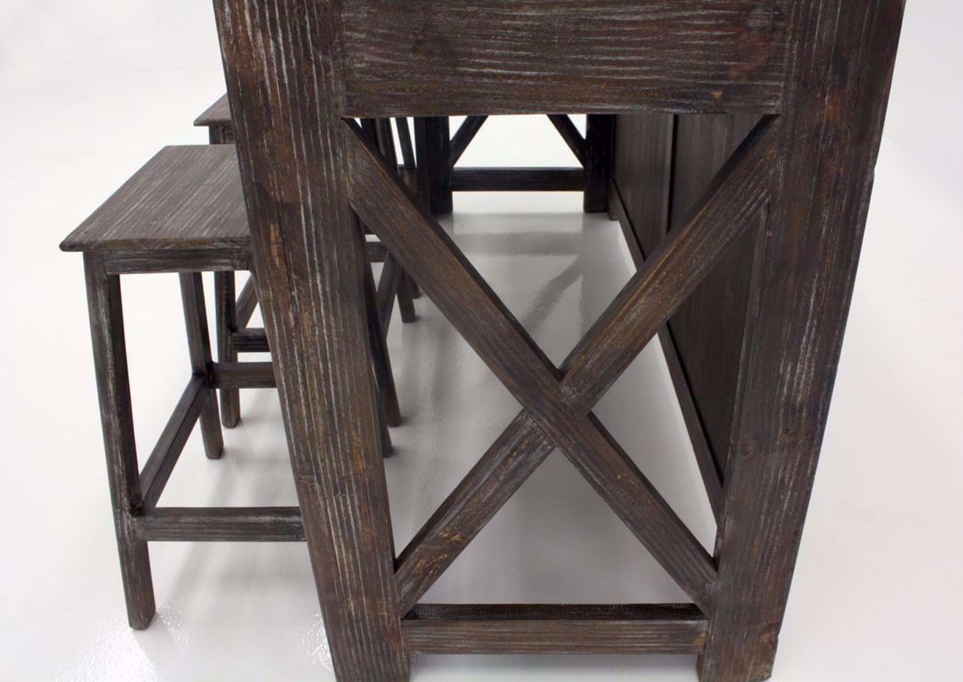Rustic Brown Shane Bar Dining Table Set a Showing the Bar Table Top and Barstool Seats | Home Furniture Plus Bedding