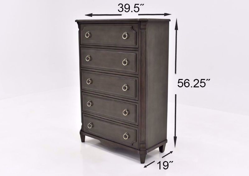 Gray Carnaby Chest of Drawers by Najarian Furniture Showing the Dimensions | Home Furniture Plus Bedding