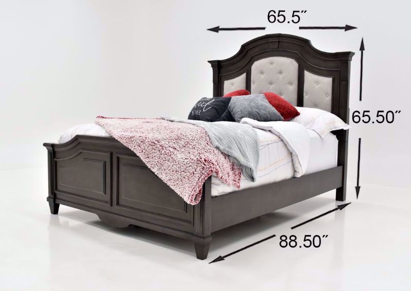 Gray Carnaby Queen Size Upholstered Bed by Najarian Showing the Dimensions | Home Furniture Plus Bedding
