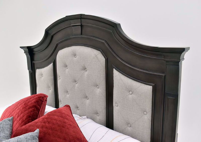 Gray Carnaby Queen Size Upholstered Bed by Najarian Showing the Upholstered Headboard | Home Furniture Plus Bedding