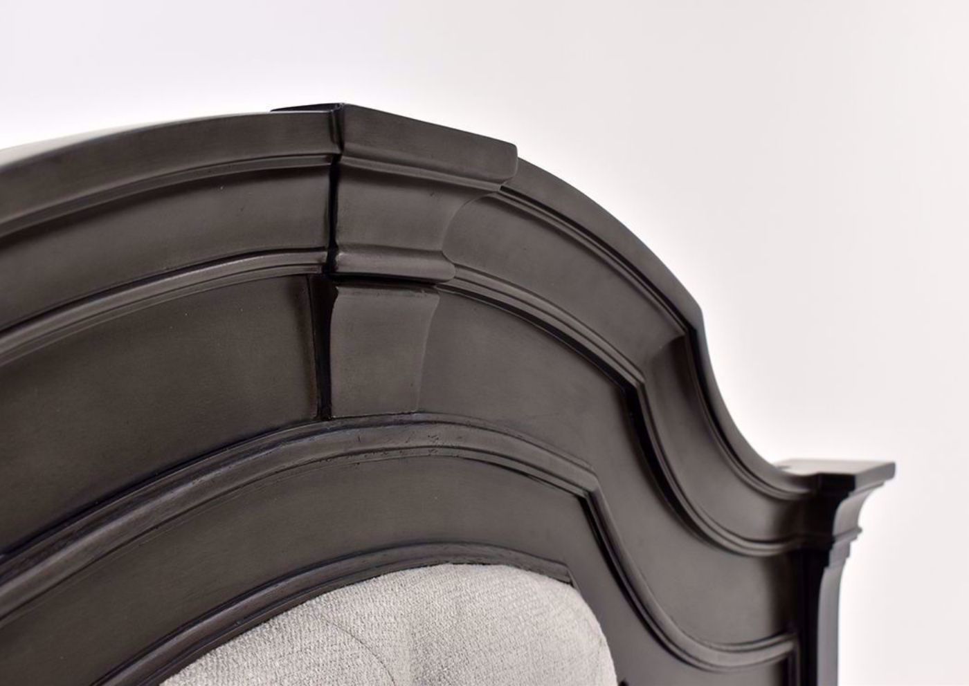 Gray Carnaby Queen Size Upholstered Bed by Najarian Showing the Headboard Carved Details | Home Furniture Plus Bedding