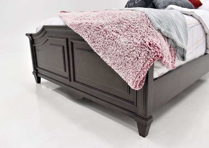 Gray Carnaby Queen Size Upholstered Bed by Najarian Showing the Footboard Details | Home Furniture Plus Bedding