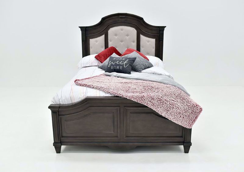 Gray Carnaby King Size Upholstered Bed by Najarian Furniture Showing the Bed Facing Front | Home Furniture Plus Bedding