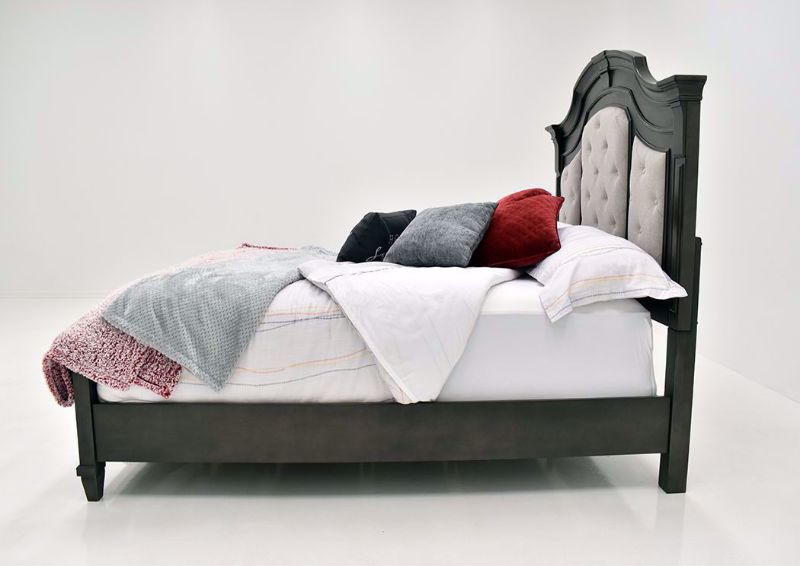 Gray Carnaby King Size Upholstered Bed by Najarian Furniture Showing the Bed Showing the Side View | Home Furniture Plus Bedding