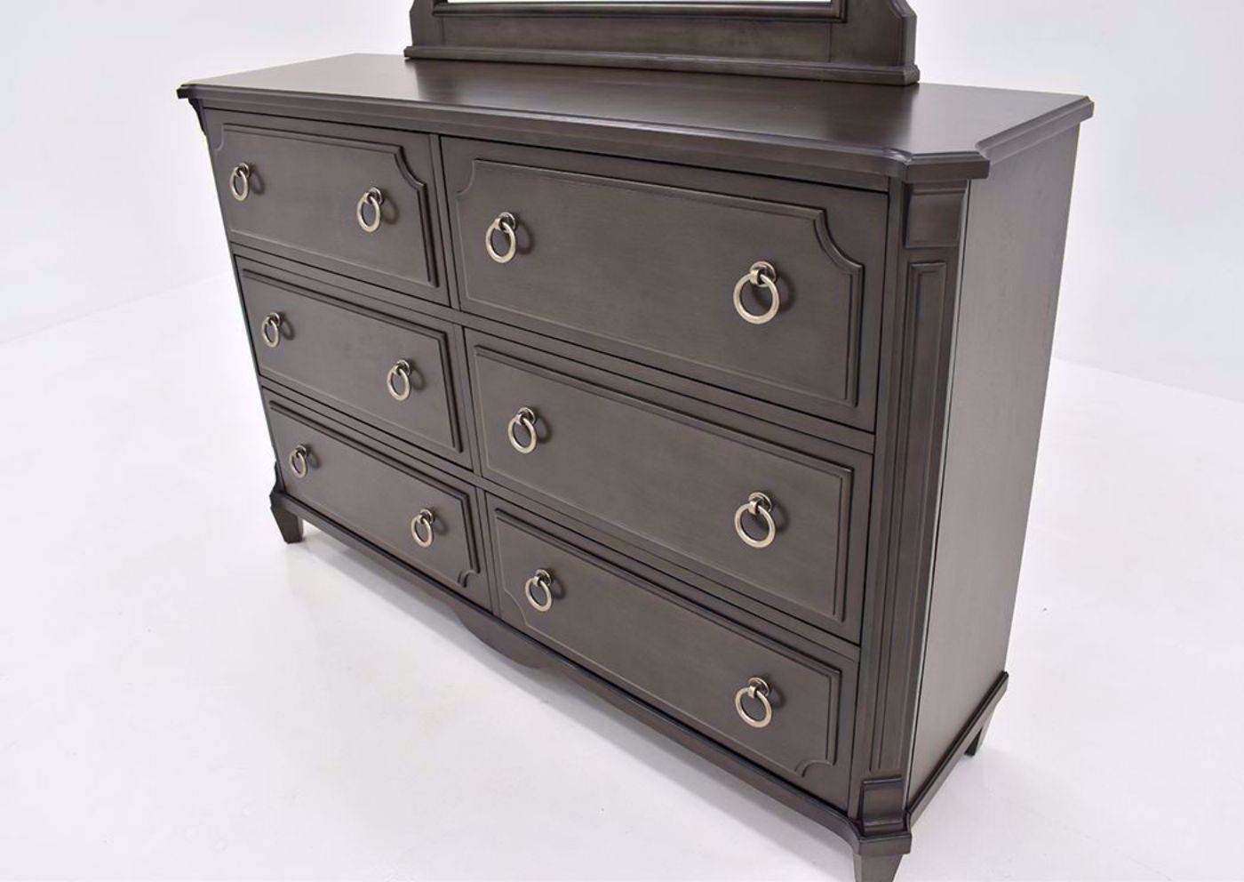 Gray Carnaby Dresser with Mirror by Najarian Furniture Showing the Drawer Fronts | Home Furniture Plus Bedding