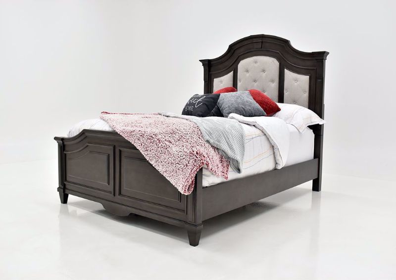Gray Carnaby Queen Size Upholstered Bed by Najarian at an Angle | Home Furniture Plus Bedding
