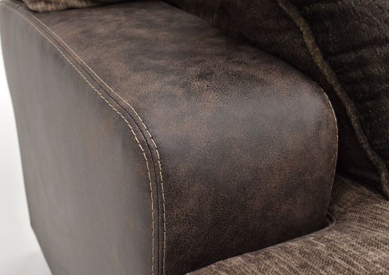 Brown Abalone Sectional Sofa Left by Ashley Furniture Showing Close Up of the Arm and Detail Stitching | Home Furniture Plus Bedding