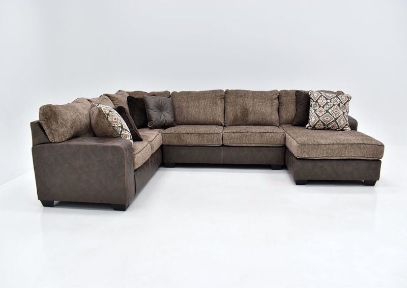 Chocolate Brown Abalone Sectional Sofa Right by Ashley Furniture Showing the Front Facing View | Home Furniture Plus Bedding