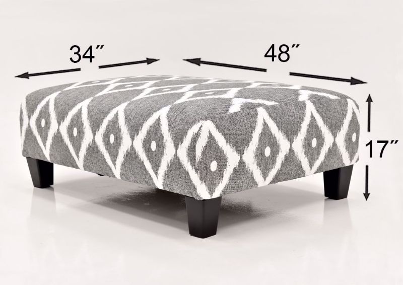 Gray Stonewash Ottoman by Albany Showing the Dimensions | Home Furniture Plus Mattress